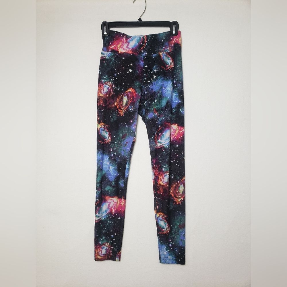 Galaxy Print Leggings. Colorful Athleisure Casual Bottoms